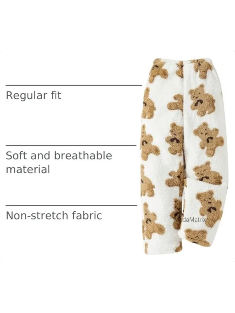 Girls Fuzzy Teddy Bear Sweatpants Elastic Waist Baggy Winter Pants